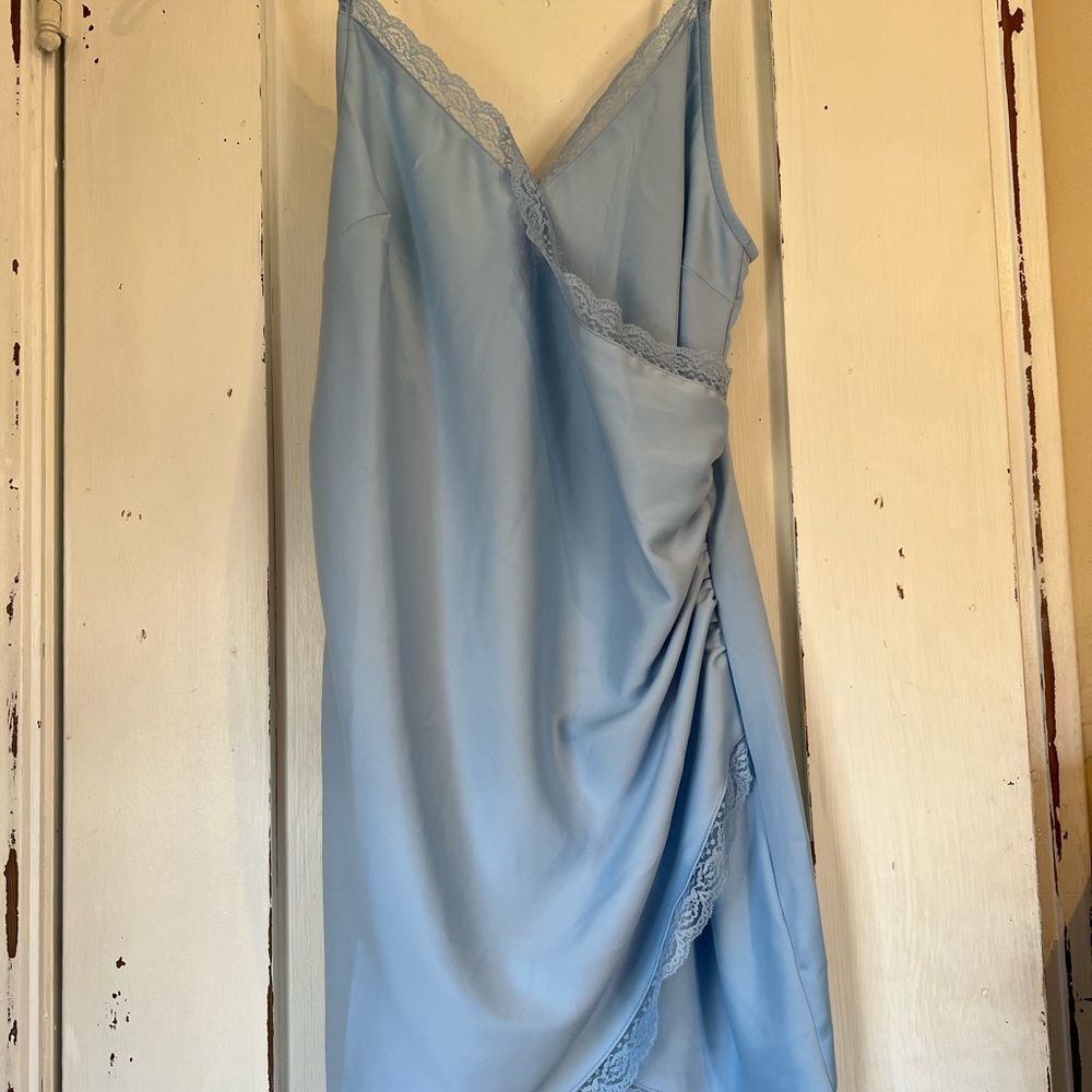 blue slip dress